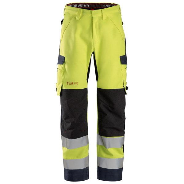 Snickers 6563 Protecwork Waterproof Shell Trouser Hi-vis Class 2 Yellow\Navy