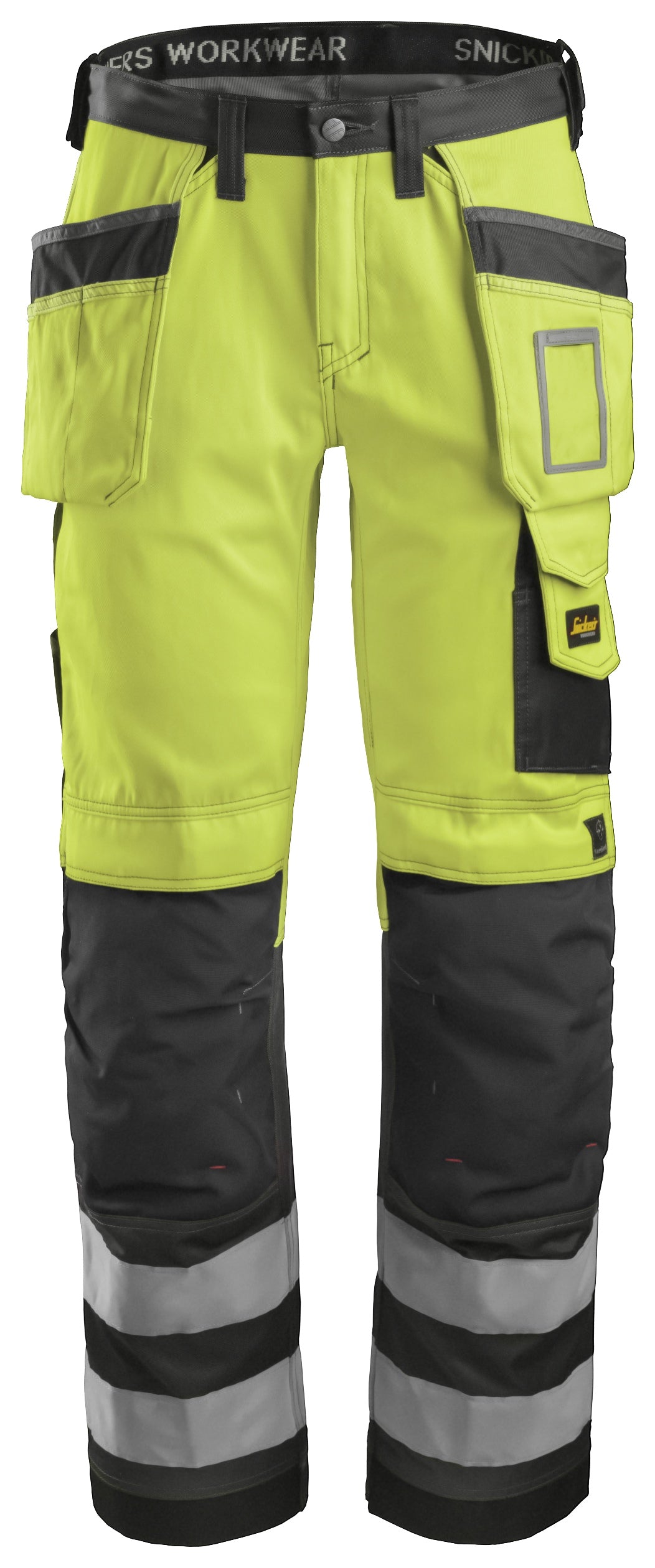 Snickers 3333 Hi-vis Trousers Yellow Class 2 Yellow\Muted black