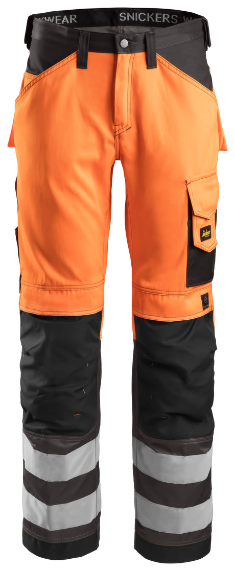 Snickers 3333 Hi-vis Trousers Orange Class 2 Orange\Muted blac