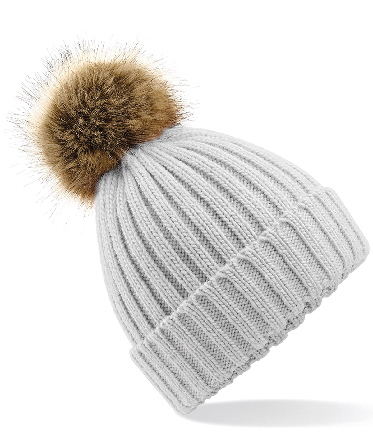 Beechfield Fur pop pom chunky beanie