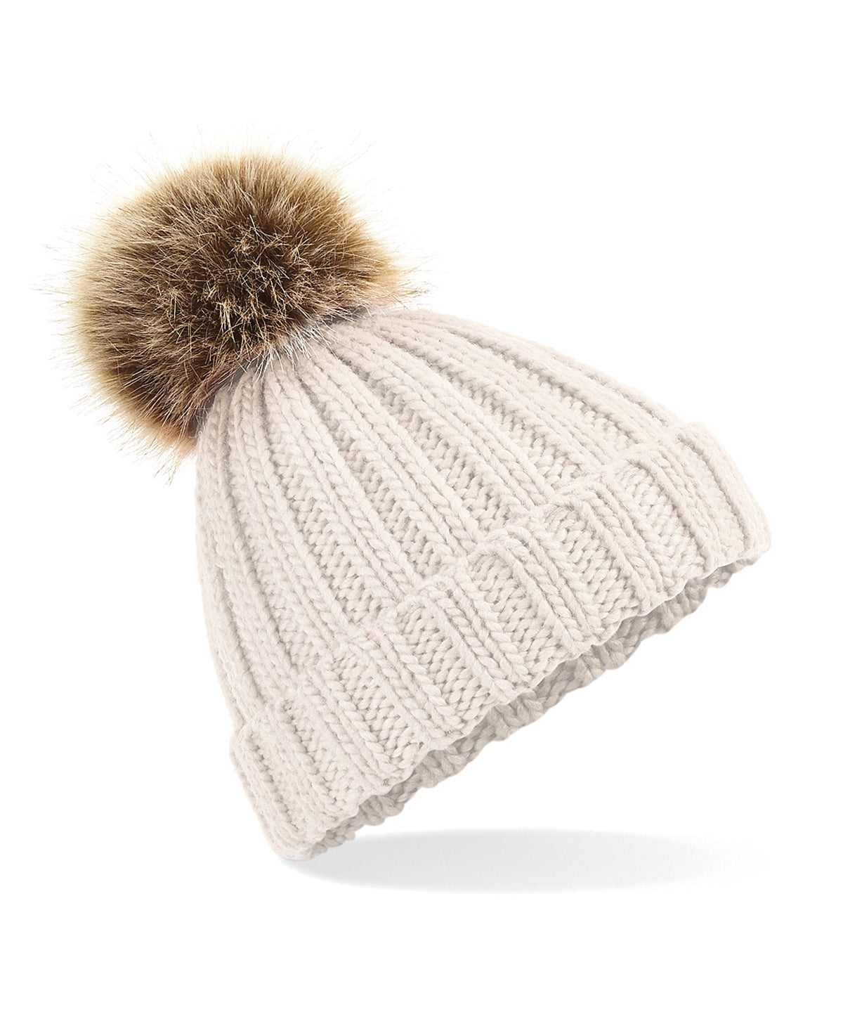 Beechfield Fur pop pom chunky beanie