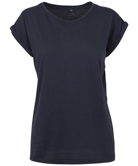 Build Your Brand Womens Extended Shoulder Tee Navy