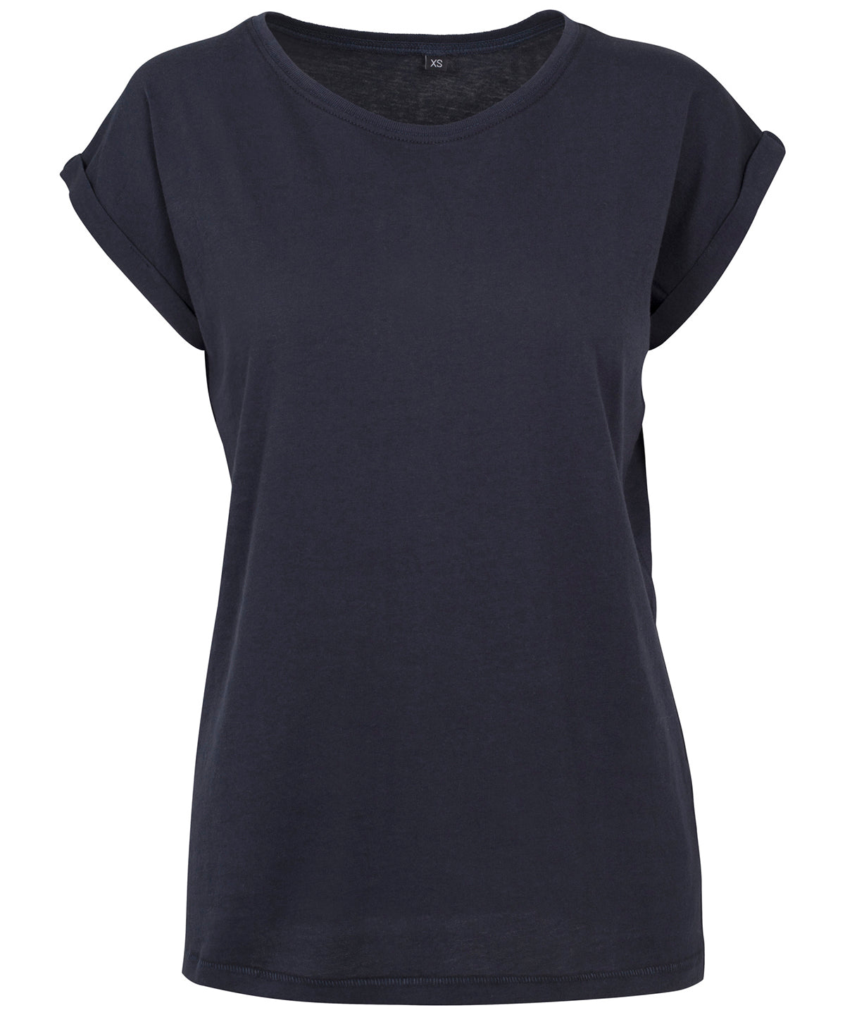 Build Your Brand Womens Extended Shoulder Tee Navy - XS - T-Shirts
