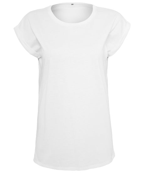 Build Your Brand Womens Extended Shoulder Tee White