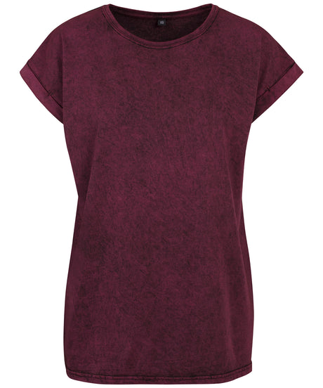 Build Your Brand Womens Acid Washed Extended Shoulder Tee