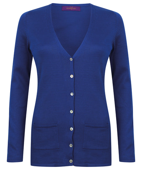Henbury Women's v-button cardigan