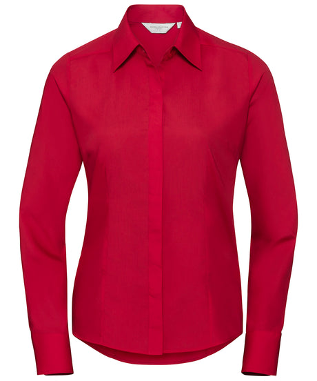 Russell Women'S Long Sleeve Polycotton Easycare Fitted Poplin Shirt