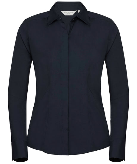 Russell Women'S Long Sleeve Polycotton Easycare Fitted Poplin Shirt