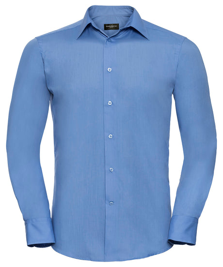 Russell Long Sleeve Polycotton Easycare Fitted Poplin Shirt