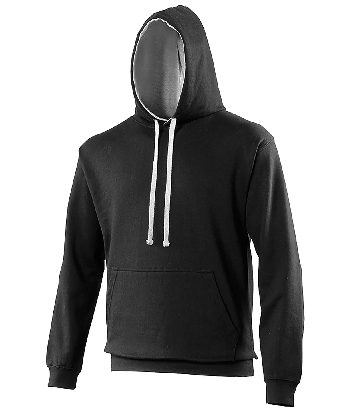 AWDis Varsity Hoodie Unisex - Jet Black/Heather Grey / XS / hoodie - Hoodies