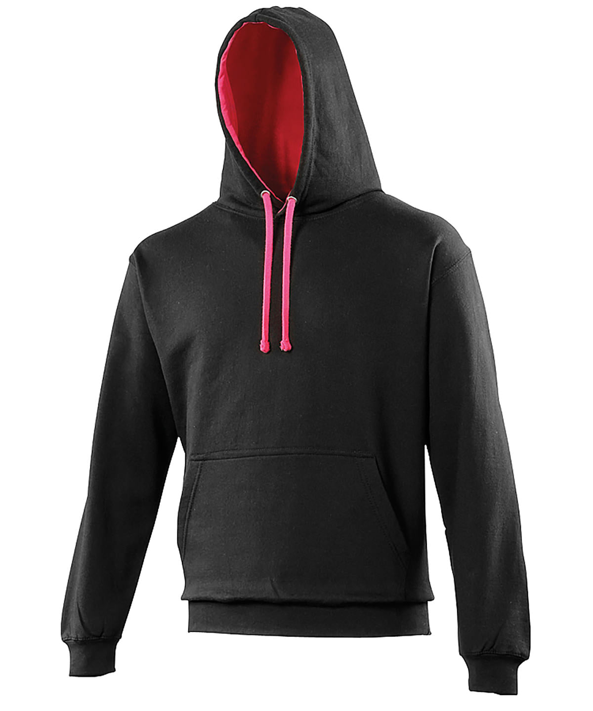 AWDis Varsity Hoodie Unisex - Jet Black/Hot Pink / XS / hoodie - Hoodies