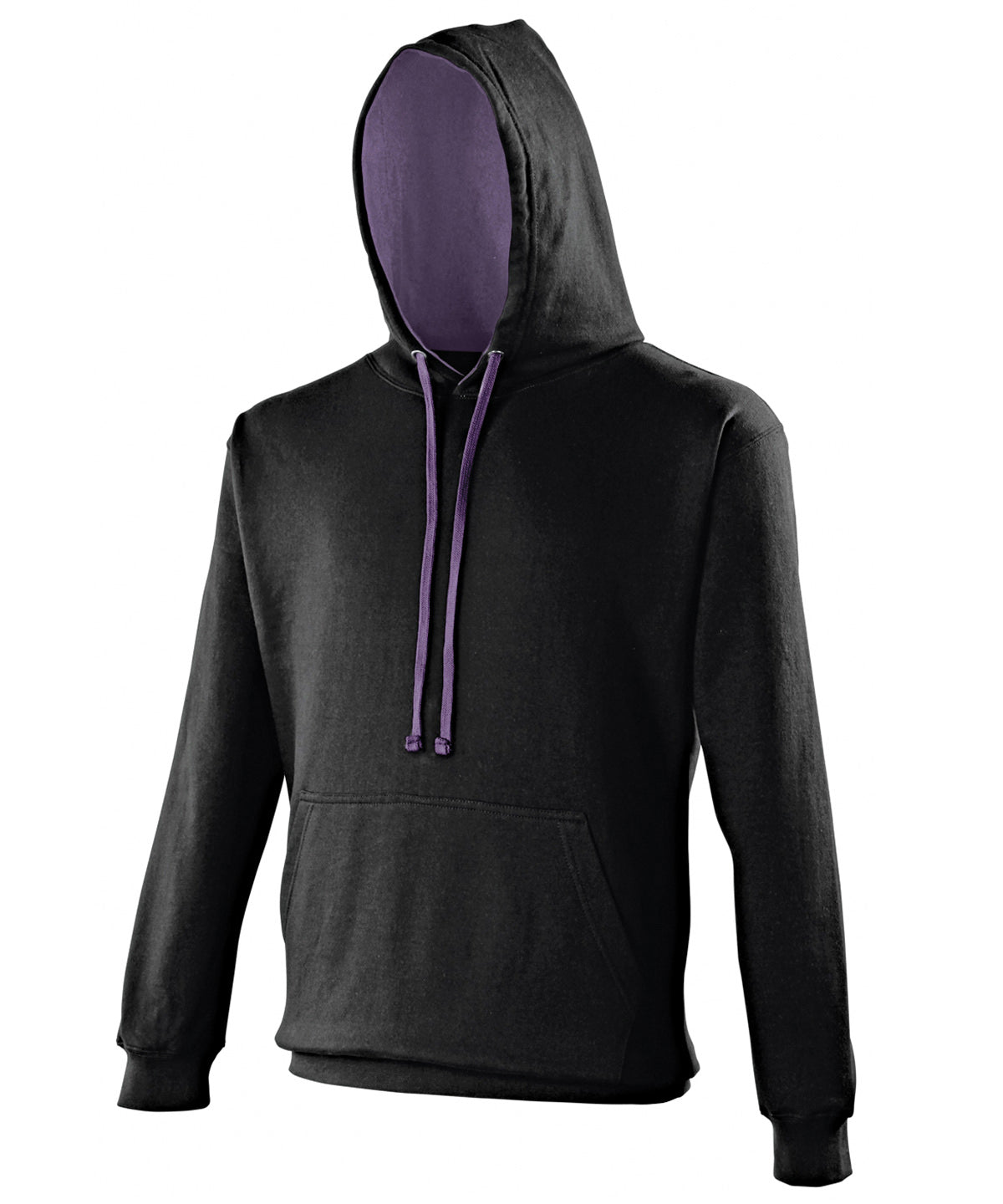 AWDis Varsity Hoodie Unisex - Jet Black/Purple / XS / hoodie - Hoodies