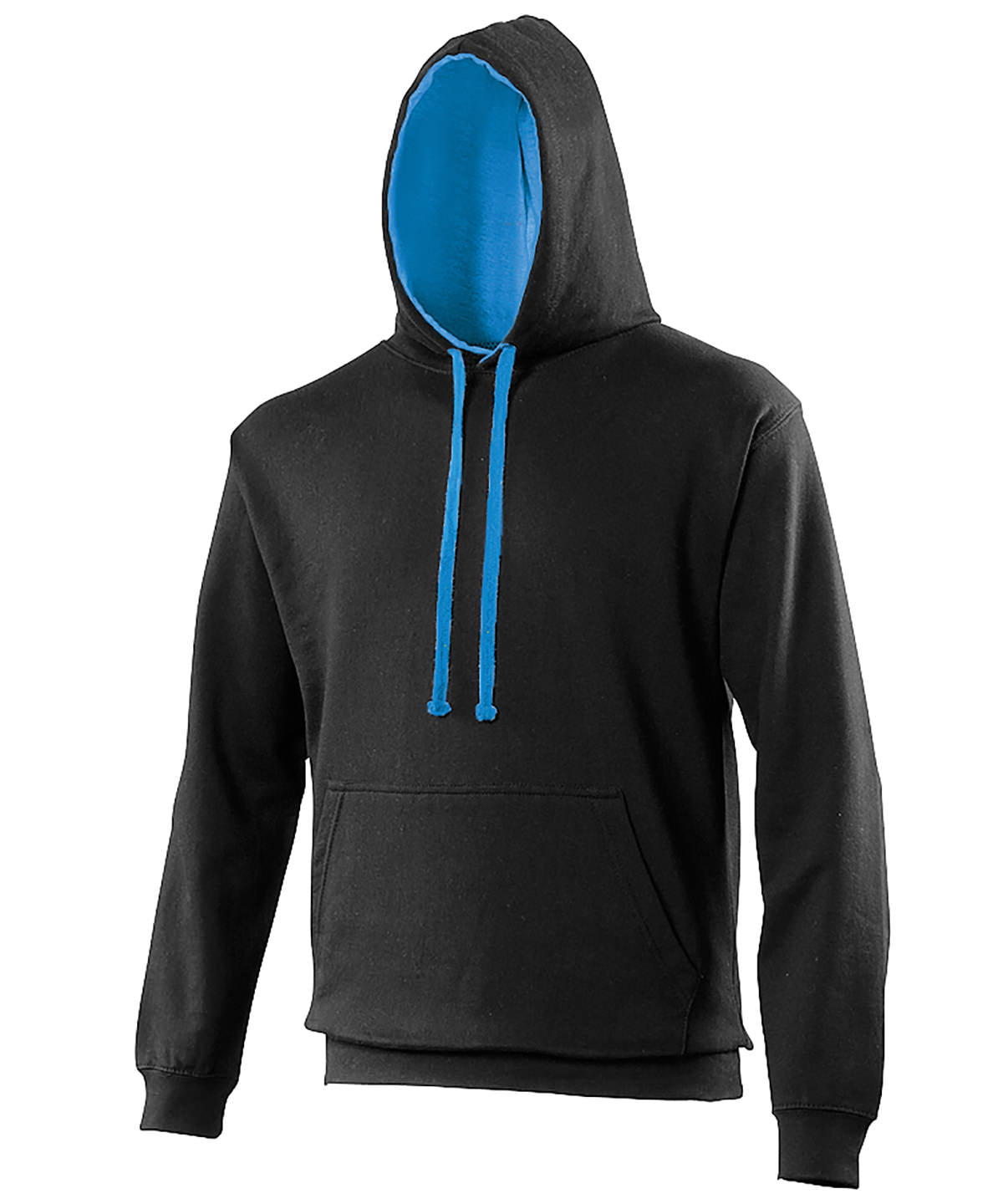 AWDis Varsity Hoodie Unisex - Jet Black/Sapphire Blue / XS / hoodie - Hoodies