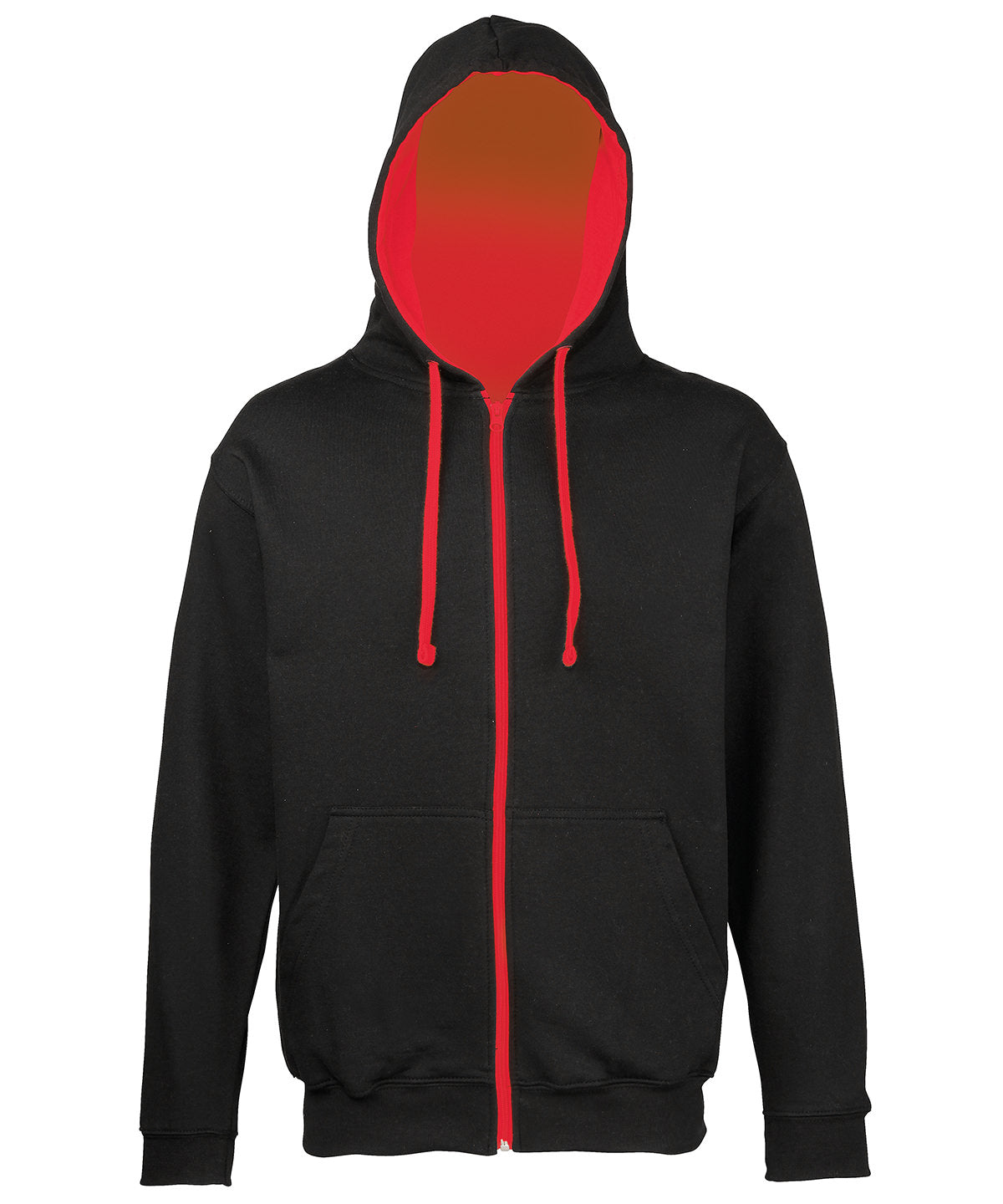 AWDis Varsity Hoodie Unisex - Jet Black/Fire Red / S / zoodie - Hoodies