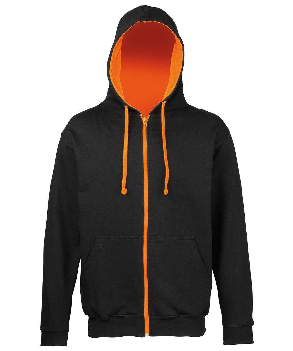 AWDis Varsity Hoodie Unisex - Jet Black/Orange Crush / S / zoodie - Hoodies