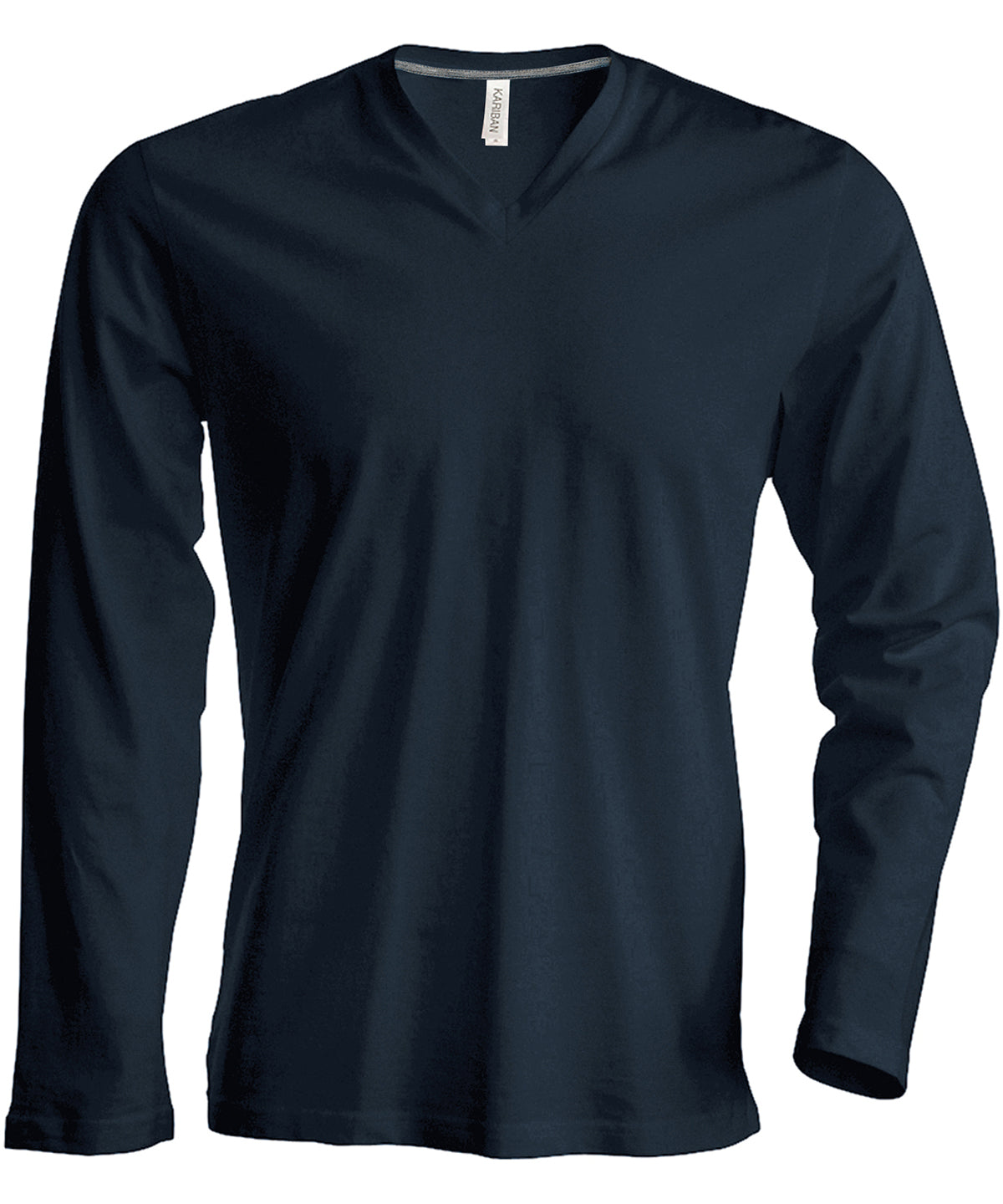 Kariban Mens long-sleeved V-neck T-shirt
