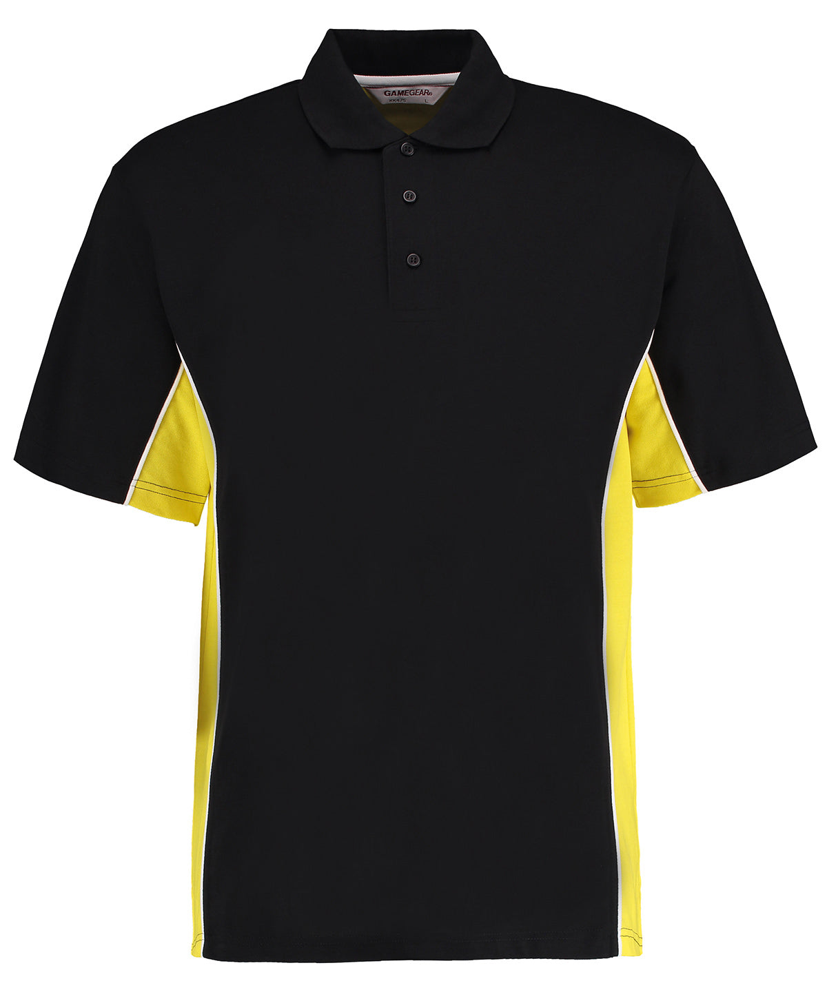 Kustom Kit Track polo Black/Yellow/White - S - Polo Shirts