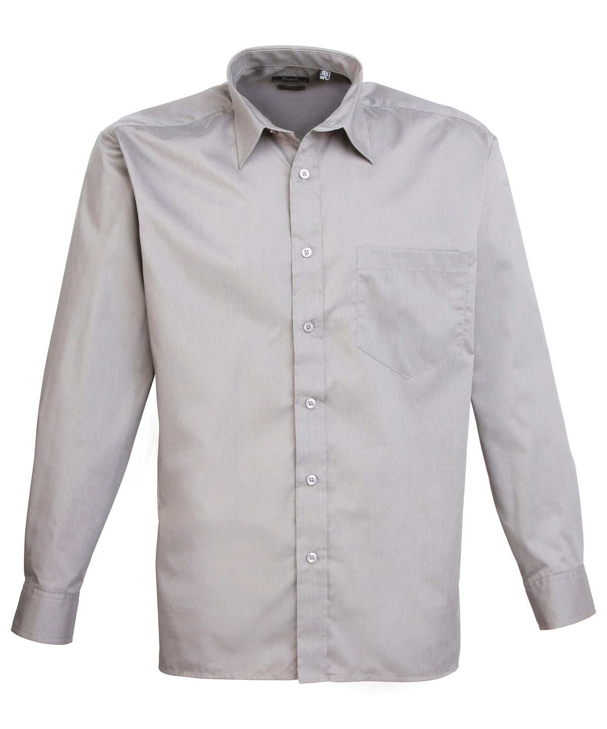 Premier Long sleeve poplin shirt Silver - 14.5 - Shirts