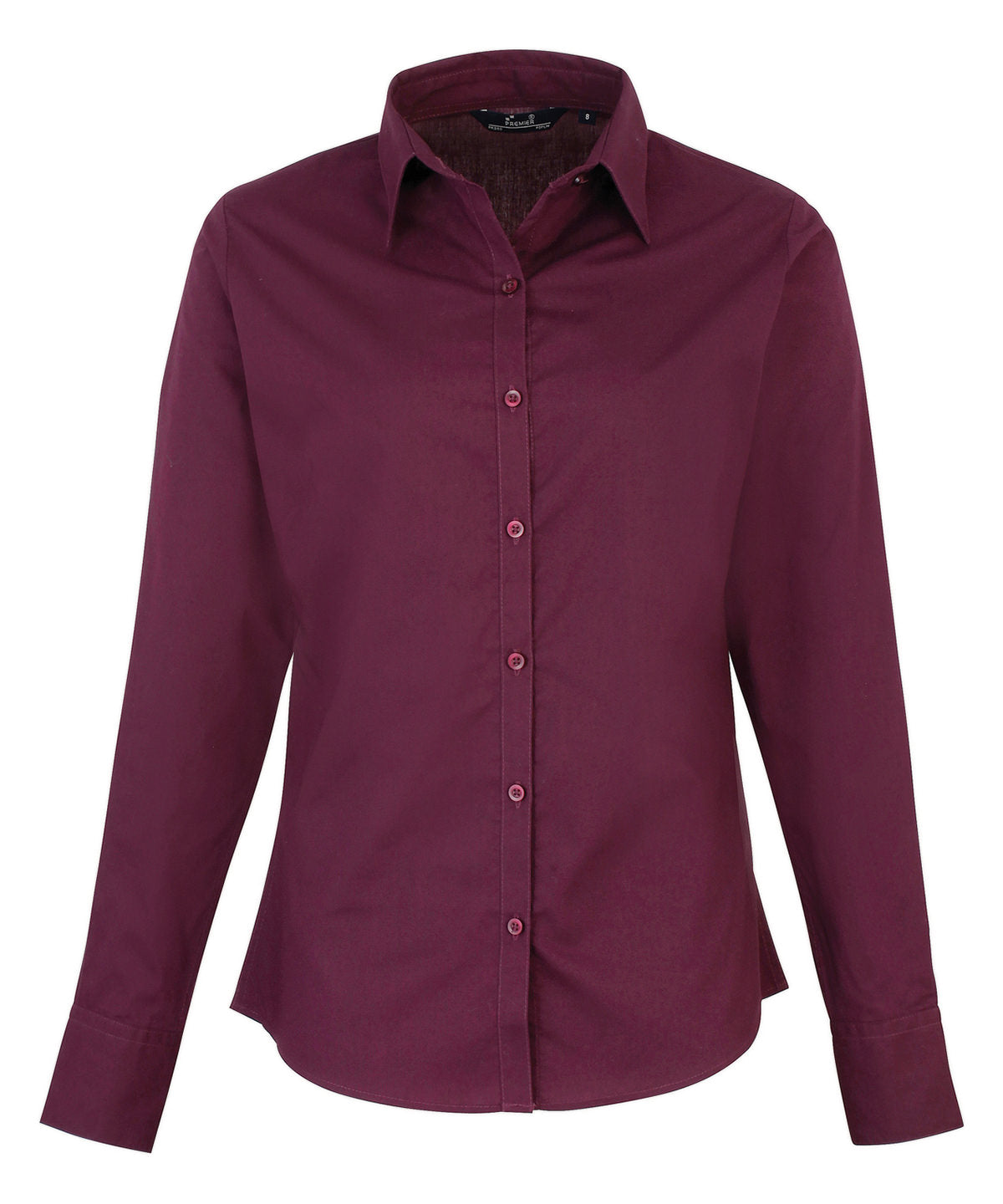 Premier Women’s poplin long sleeve blouse Aubergine - 6 - Blouses