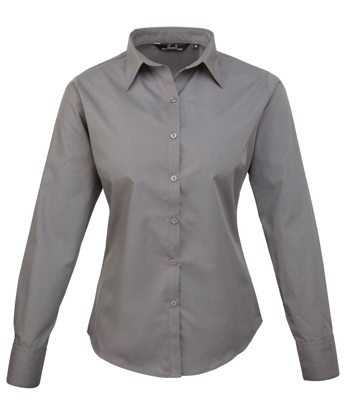Premier Women's poplin long sleeve blouse Dark Grey