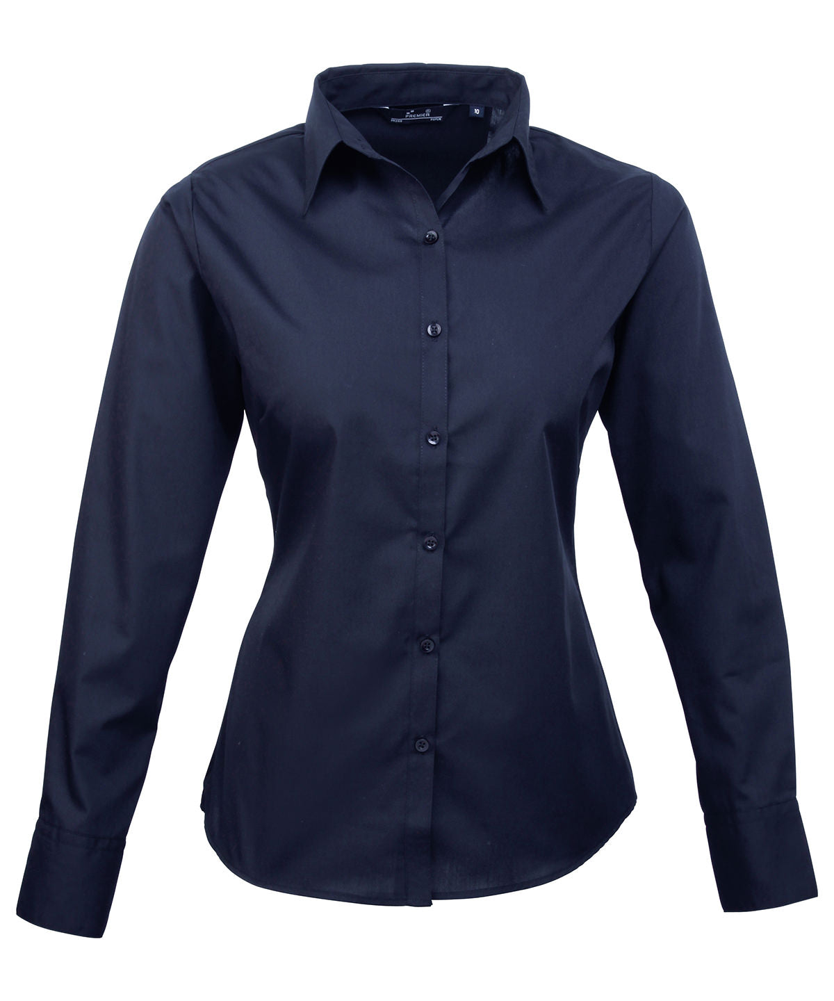 Premier Women’s poplin long sleeve blouse Navy - 6 - Blouses