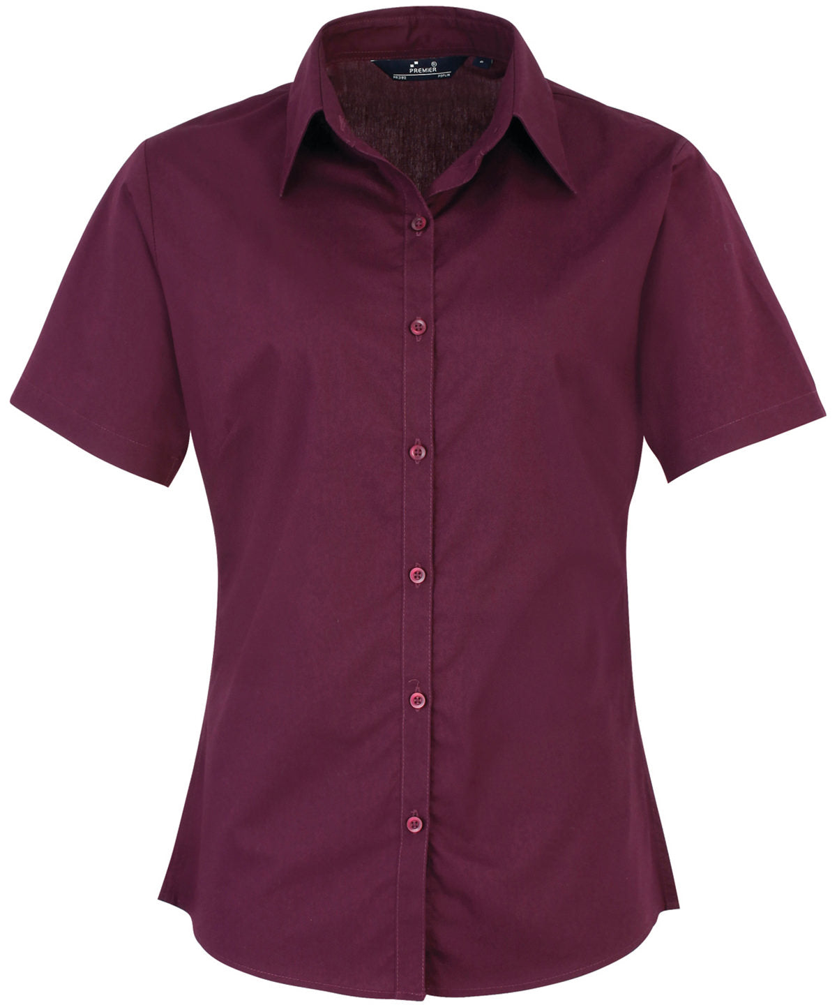 Premier Women’s short sleeve poplin blouse Aubergine - 6 - Blouses