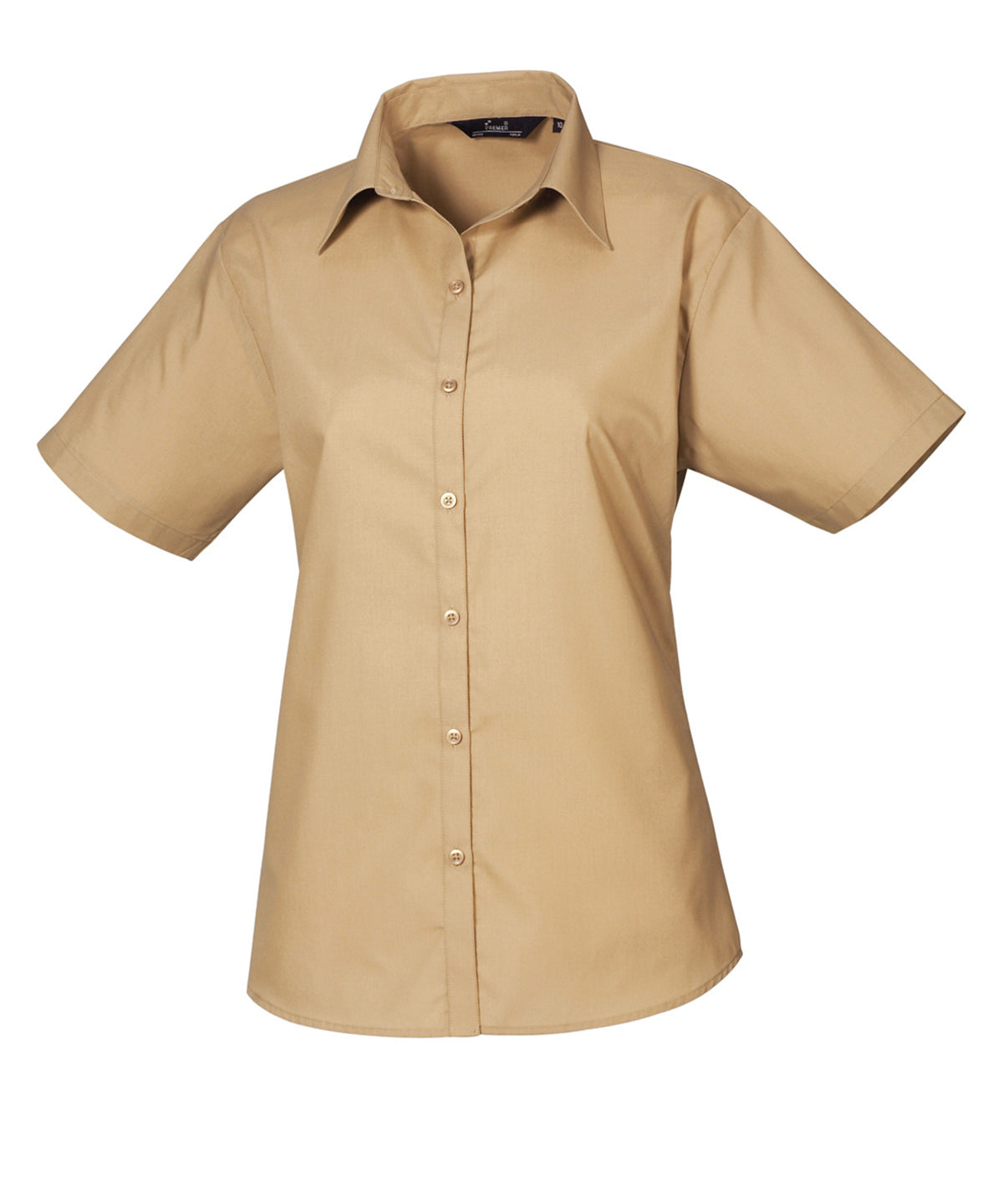 Premier Women’s short sleeve poplin blouse Khaki - 6 - Blouses