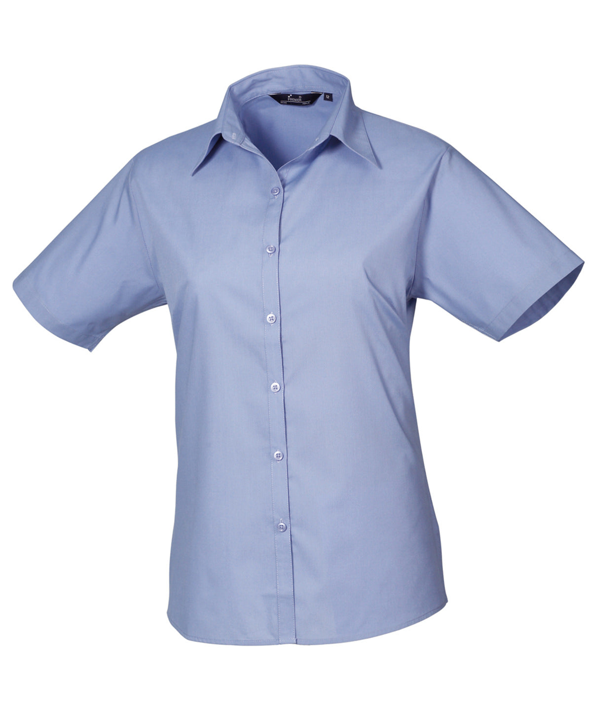 Premier Women’s short sleeve poplin blouse Mid Blue - 6 - Blouses