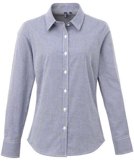 Premier Women's Microcheck  long sleeve cotton shirt