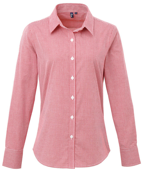 Premier Women's Microcheck  long sleeve cotton shirt