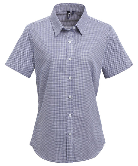Premier Women's Microcheck  short sleeve cotton shirt