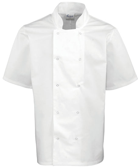 Premier Studded front short sleeve chef's jacket
