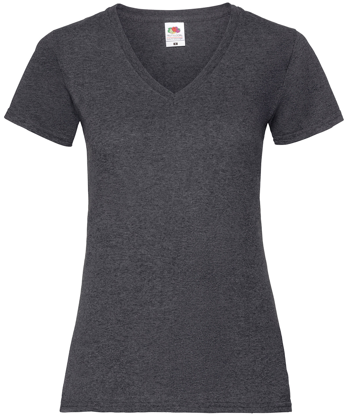 Fruit of the Loom Womens valueweight v-neck T - Dark Heather Grey / XS - T-Shirts