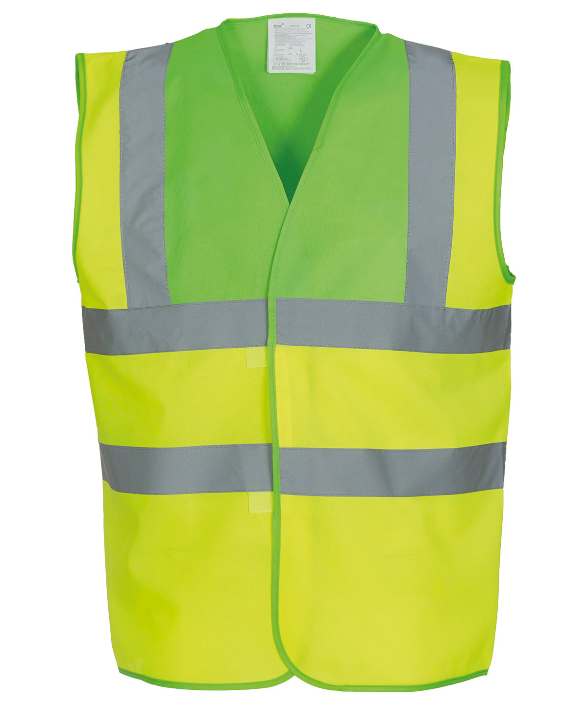 Yoko Hi-Vis 2-Band-And-Braces Waistcoat  Lime Yoke/Yellow