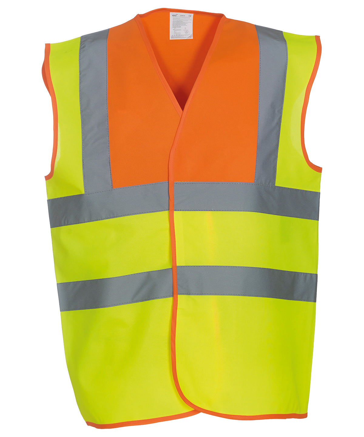 Yoko Hi-Vis 2-Band-And-Braces Waistcoat - Orange Yoke/Yellow / S - Vest: Yellow