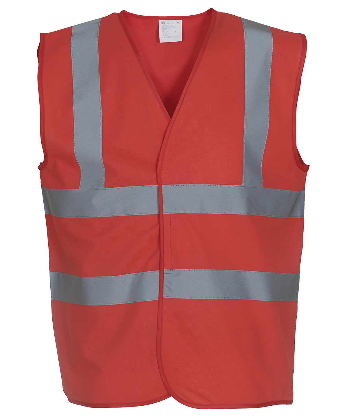Yoko Hi-Vis 2-Band-And-Braces Waistcoat - Red / S - Vest: Yellow
