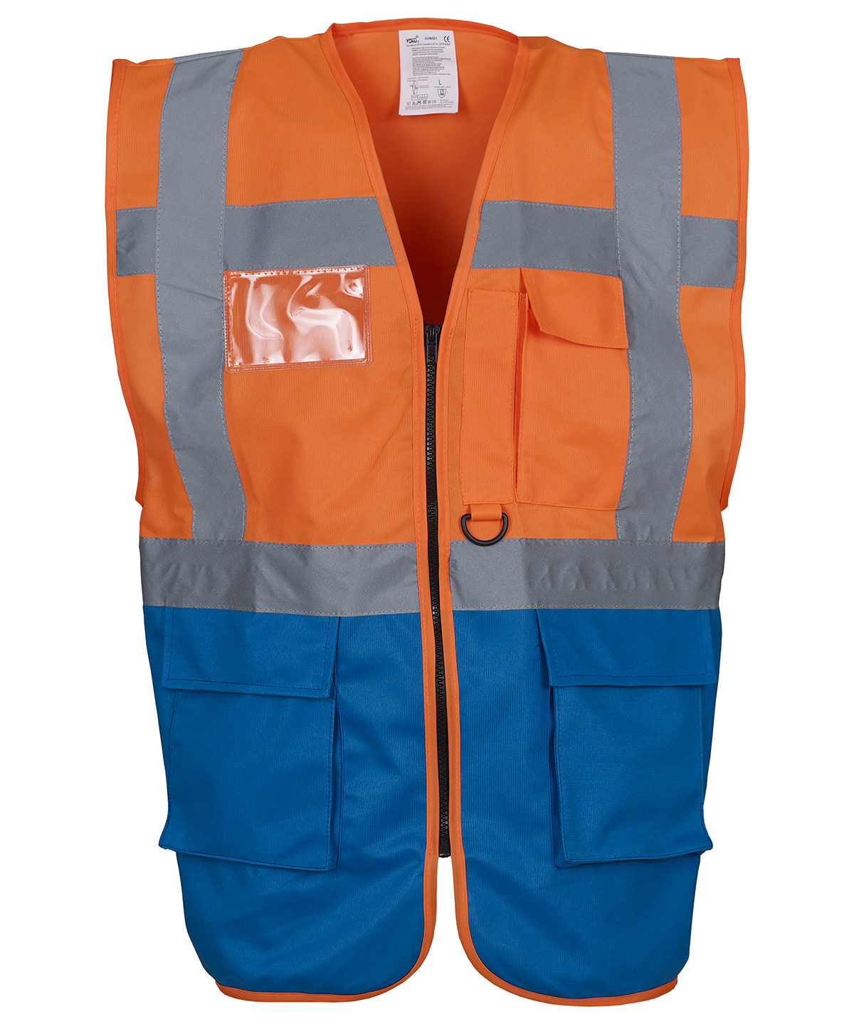 Yoko Multifunctional Executive Hi-Vis Waistcoat - Orange/Royal Blue / S - Vest