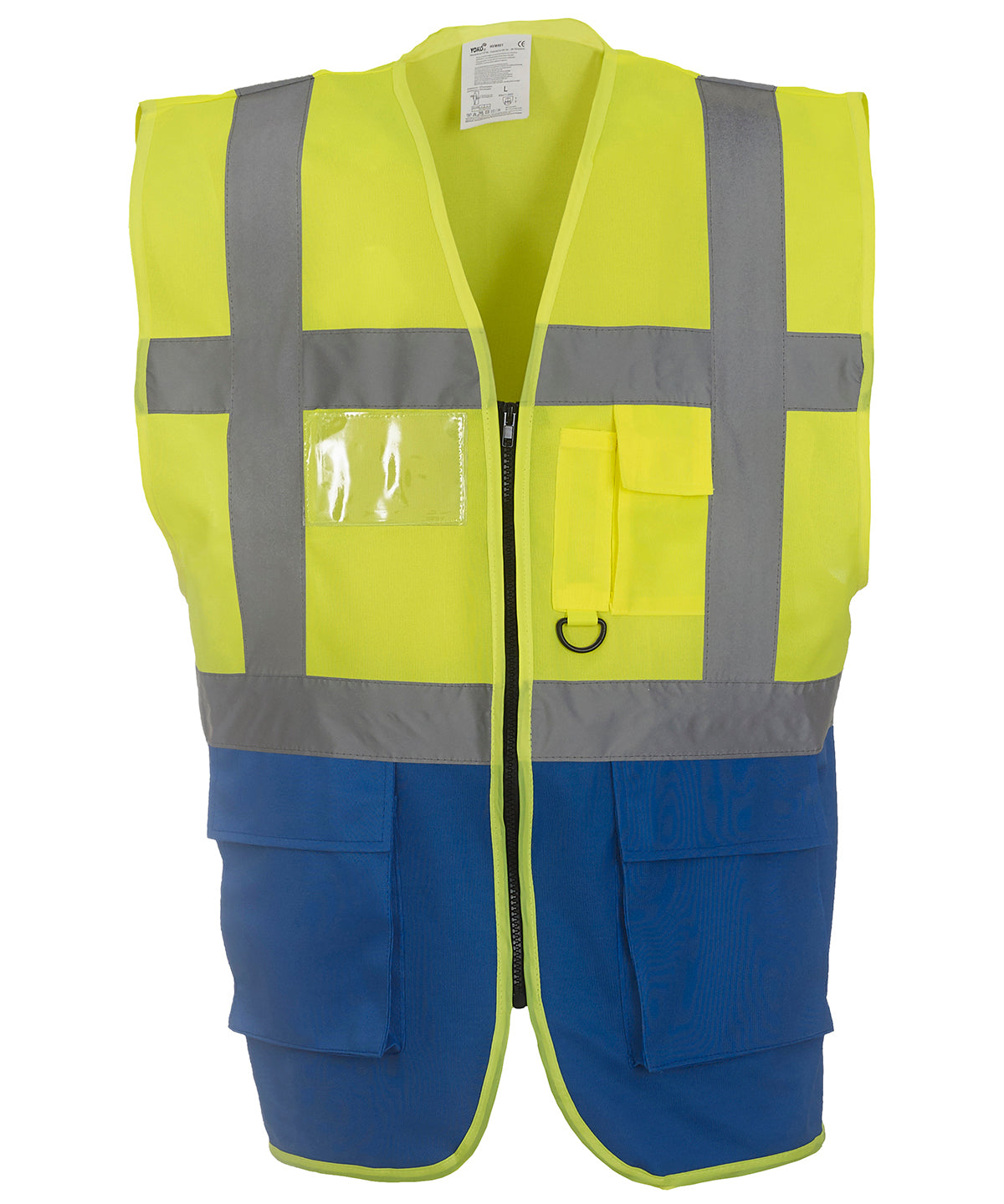 Yoko Multifunctional Executive Hi-Vis Waistcoat  Yellow/Royal Blue