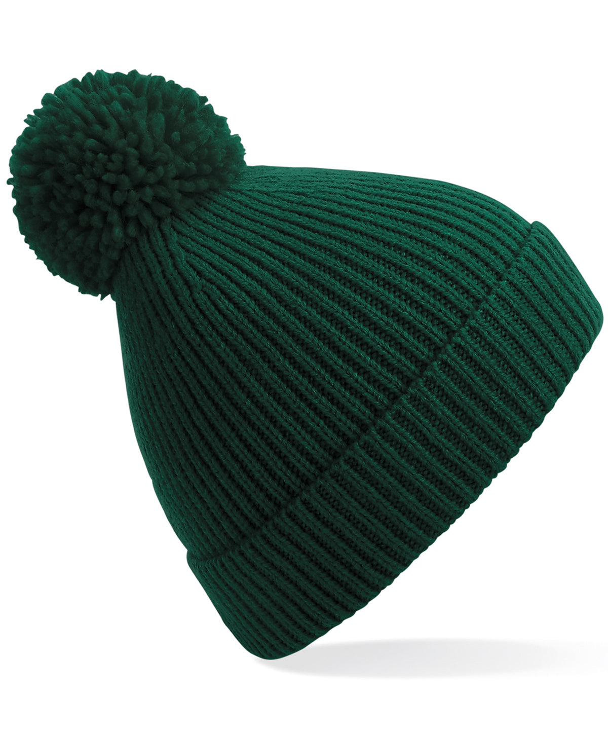 Beechfield Engineered knit ribbed pom pom beanie