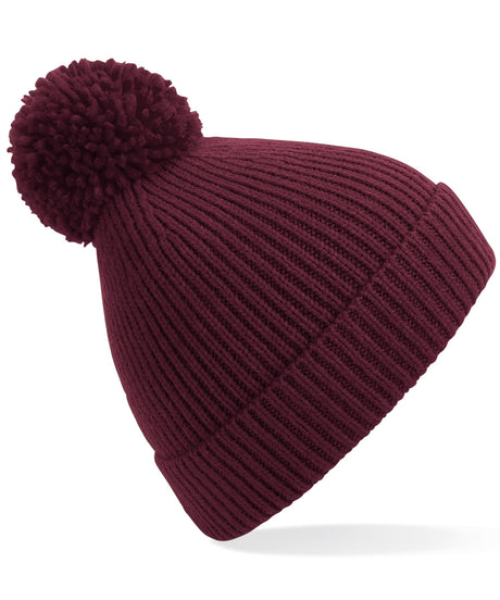 Beechfield Engineered knit ribbed pom pom beanie