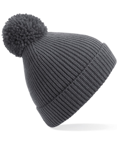 Beechfield Engineered knit ribbed pom pom beanie