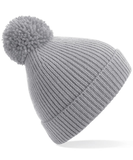 Beechfield Engineered knit ribbed pom pom beanie