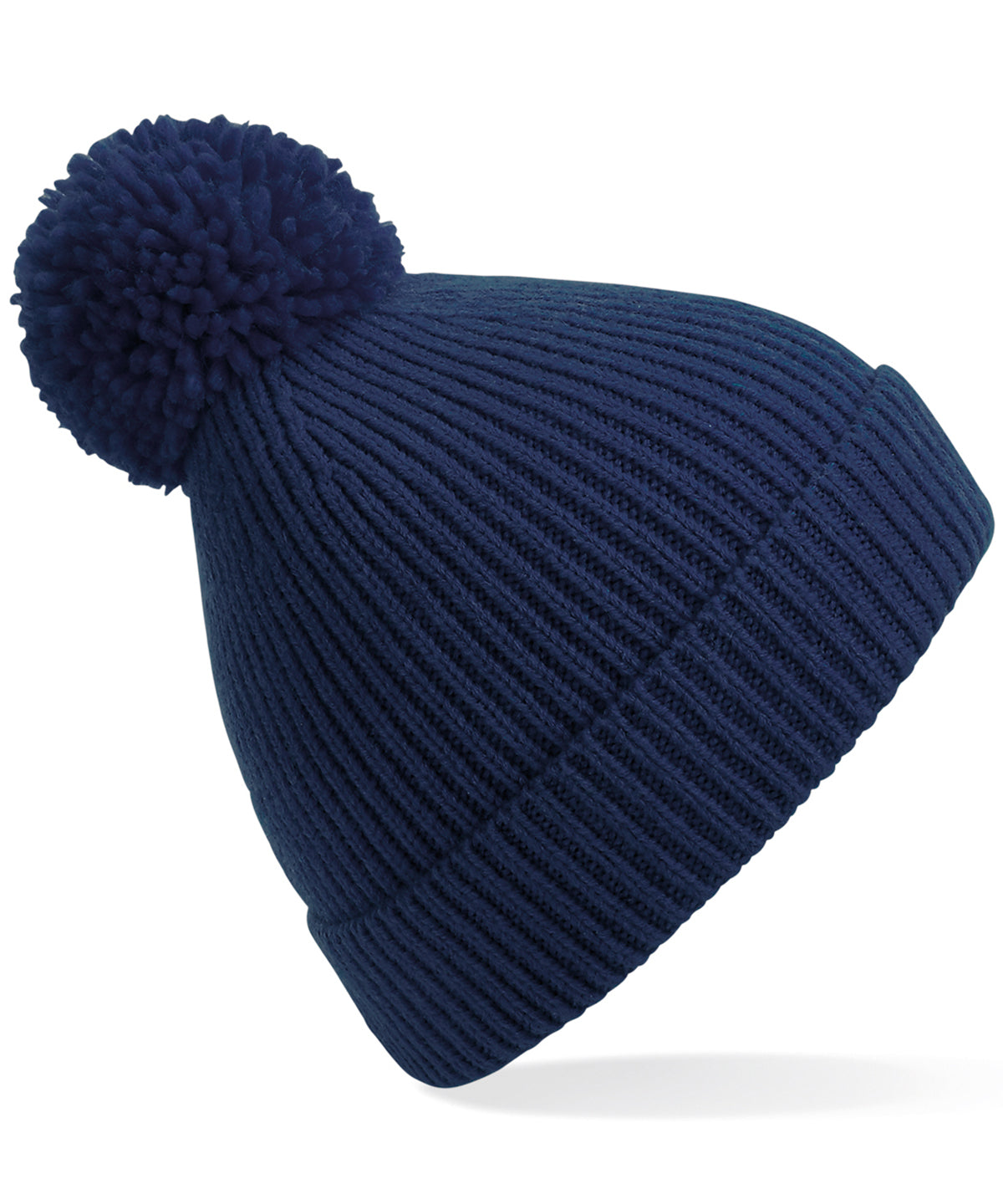 Beechfield Engineered knit ribbed pom pom beanie