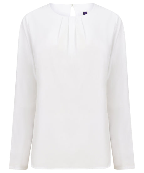 Henbury Women's pleat front long sleeve blouse