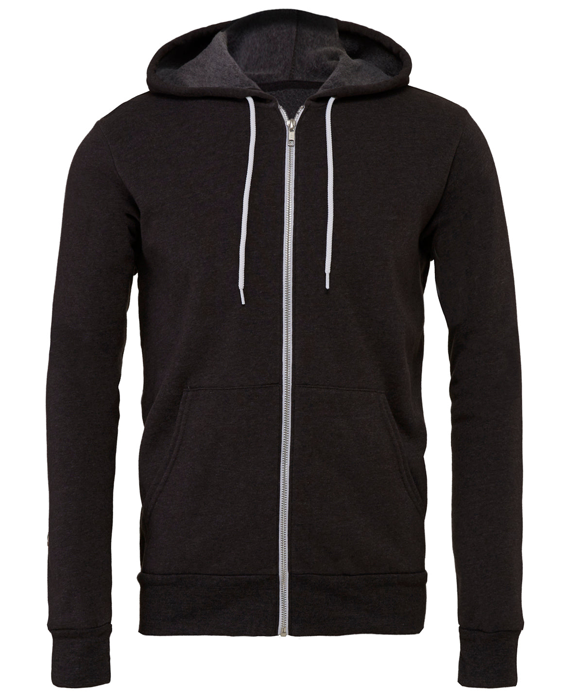 Bella Canvas Unisex Polycotton Fleece Full-Zip Hoodie - Dark Grey Heather / XS - Hoodies