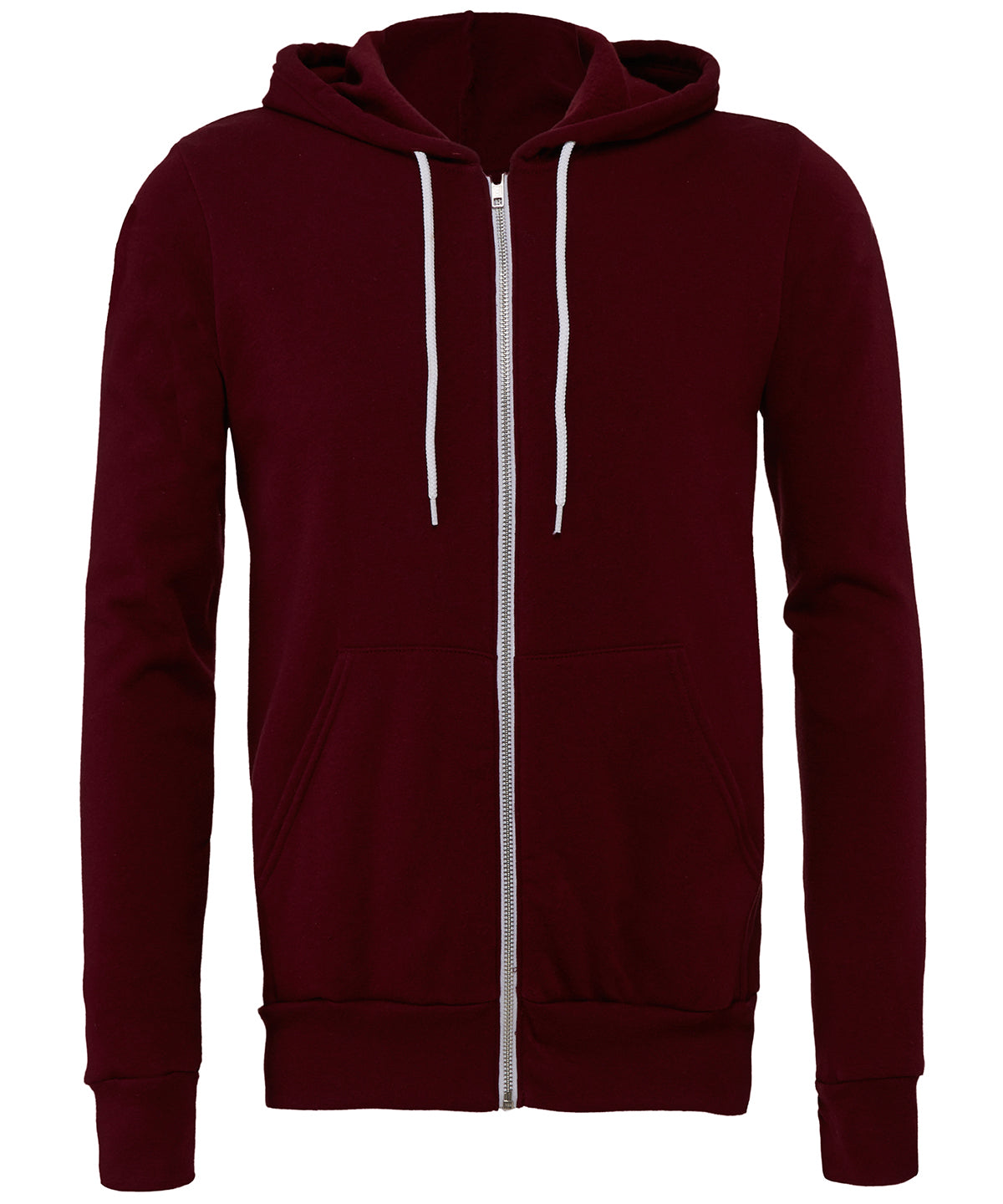 Bella Canvas Unisex Polycotton Fleece Full-Zip Hoodie - Maroon / XS - Hoodies