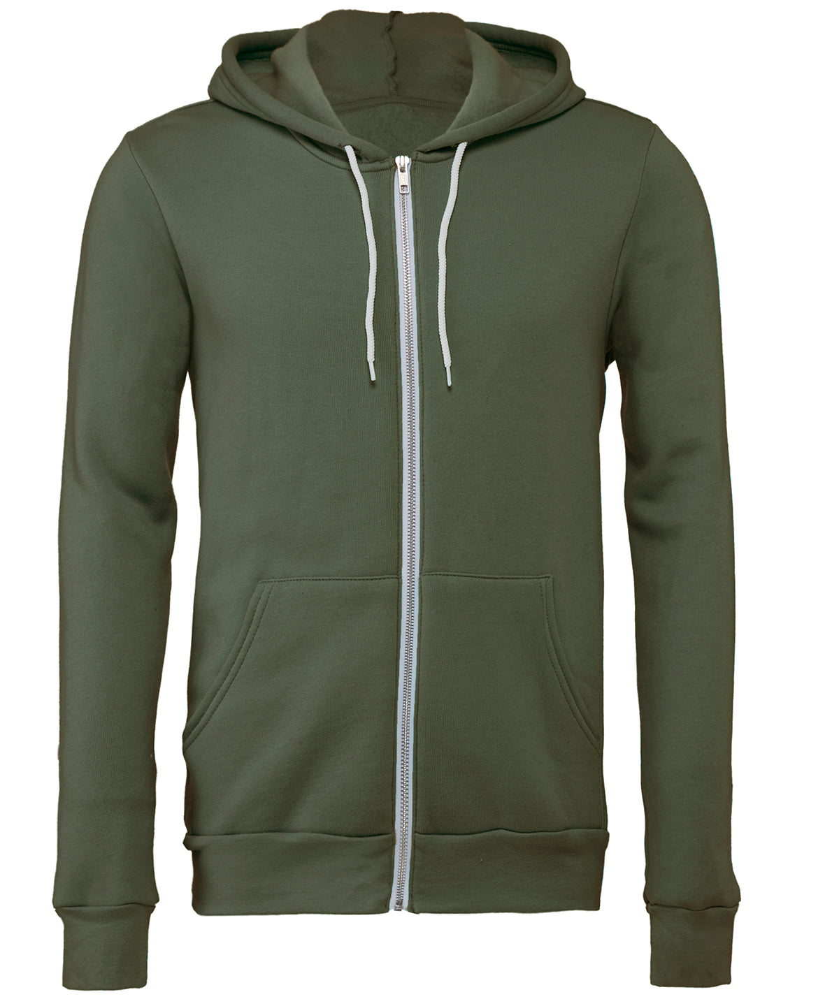 Bella Canvas Unisex Polycotton Fleece Full-Zip Hoodie - Military Green / XS - Hoodies