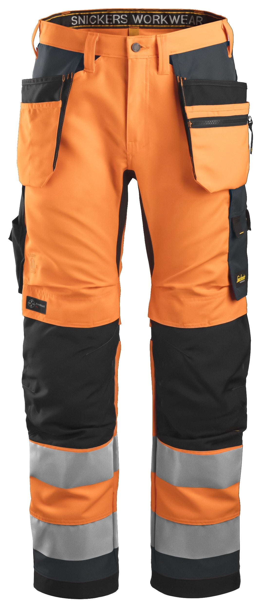 Snickers 6230 Allroundwork Hi-vis Trousers Holster pocket Class 2 Orange\Steel grey - Regular / 30 (44)