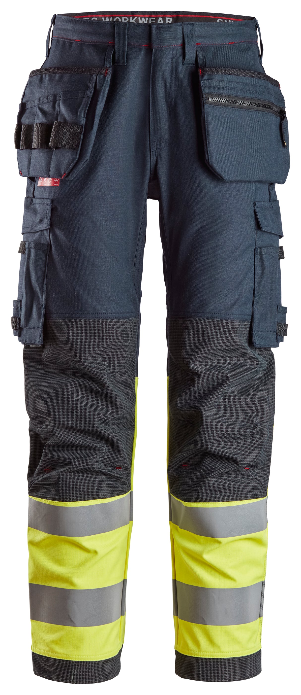 Snickers 6263 Protecwork Trousers Holster pocket Hi-vis Class 1 Navy\Yellow