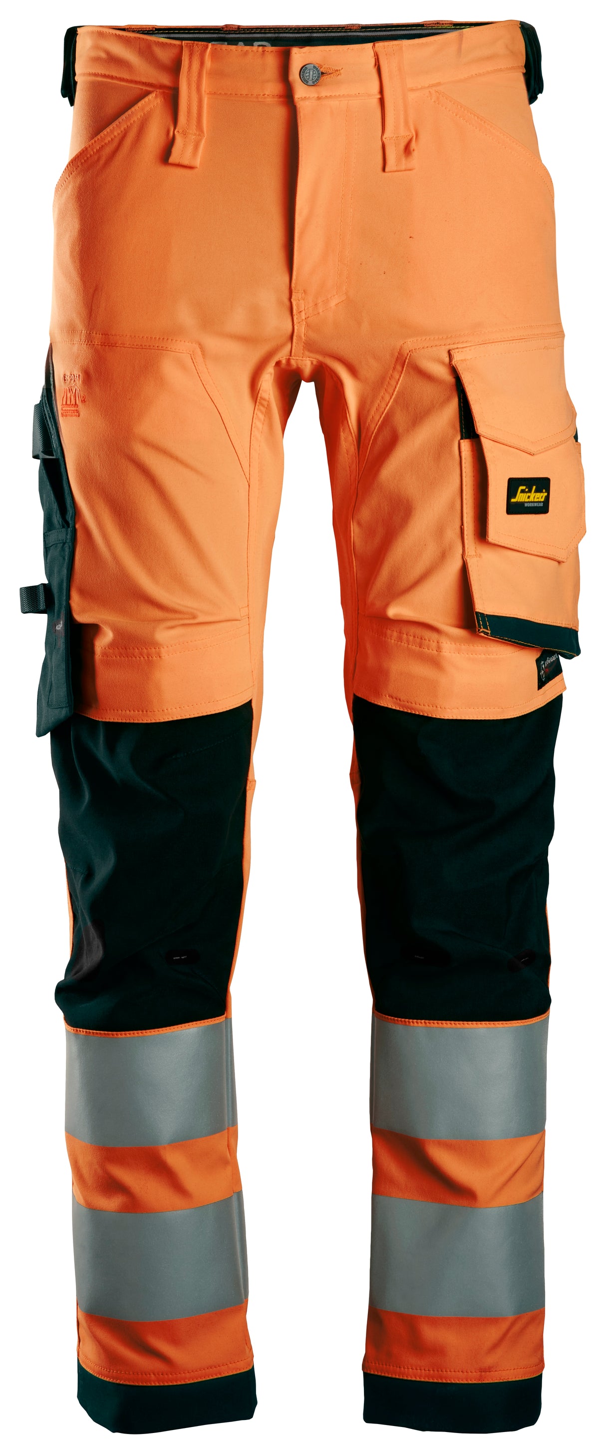 Snickers 6343 Hi-vis Class 2 Stretch Trousers Orange\Black - Regular / 30 (44)
